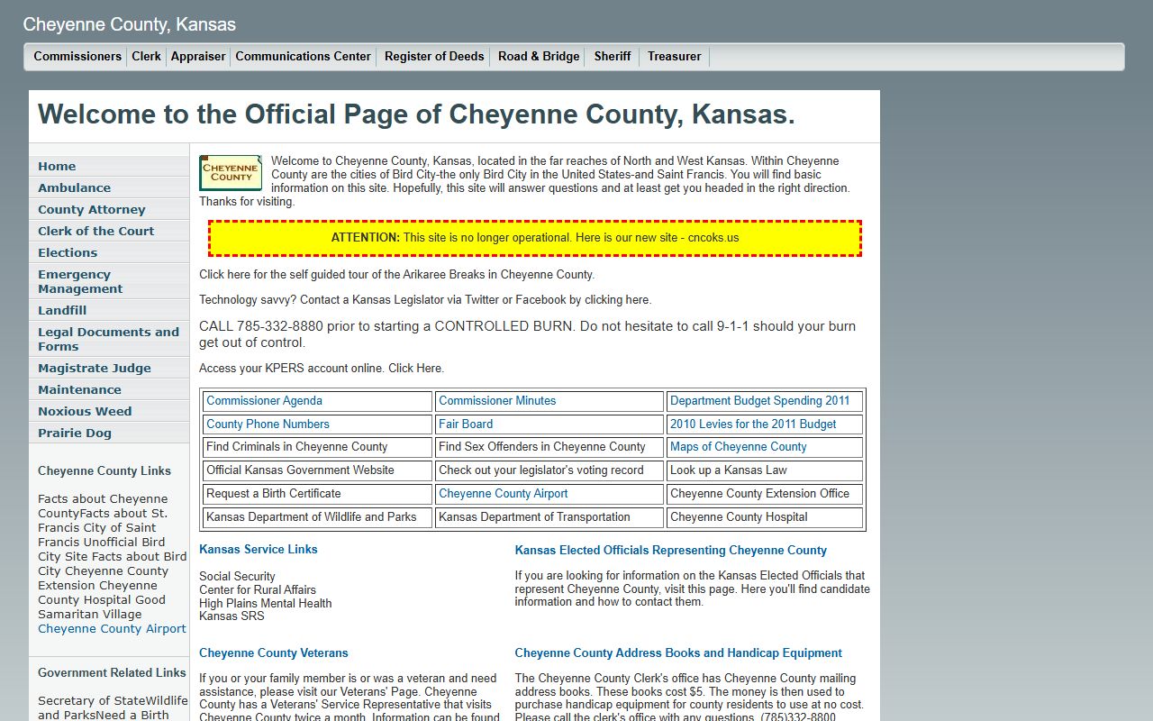 Cheyenne County Assessor page showing property tax information