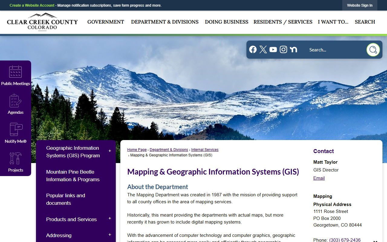 Clear Creek County Assessor page showing property tax information