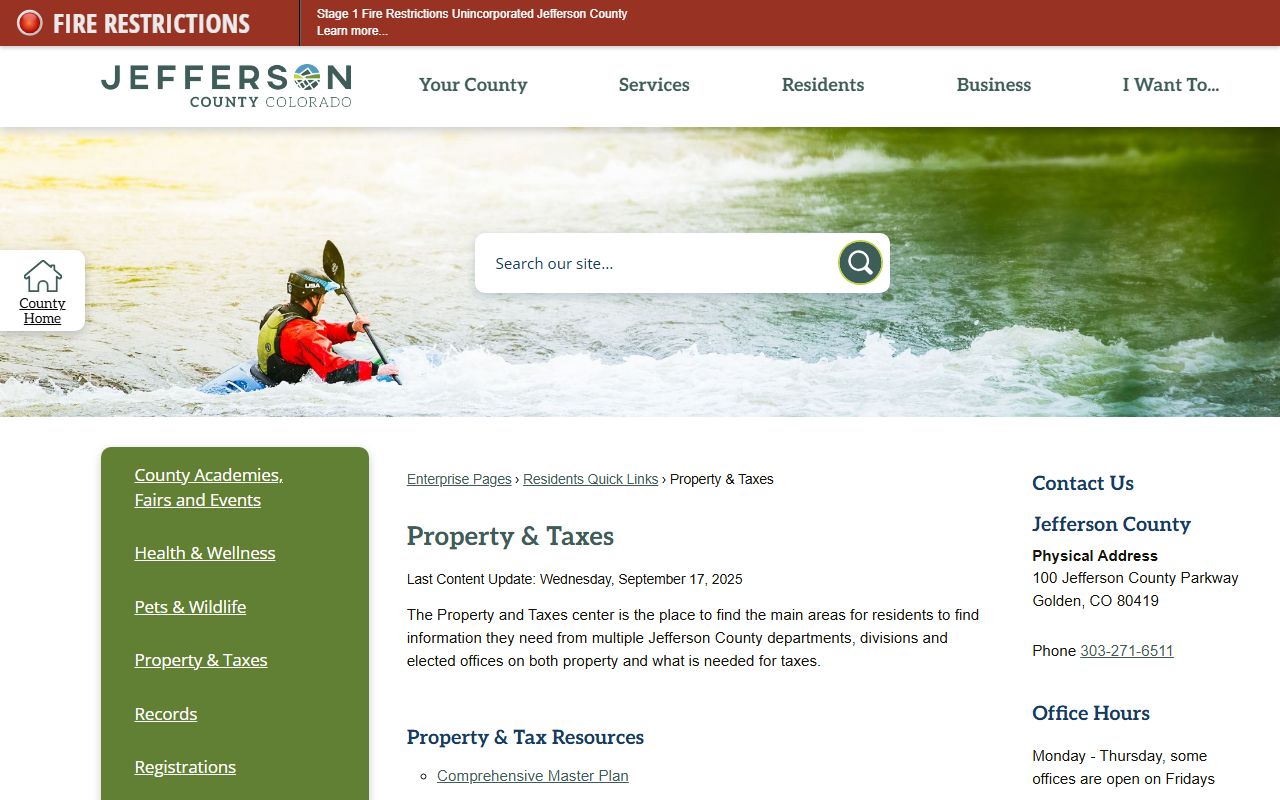 Jefferson County Assessor page showing Lakewood property tax records