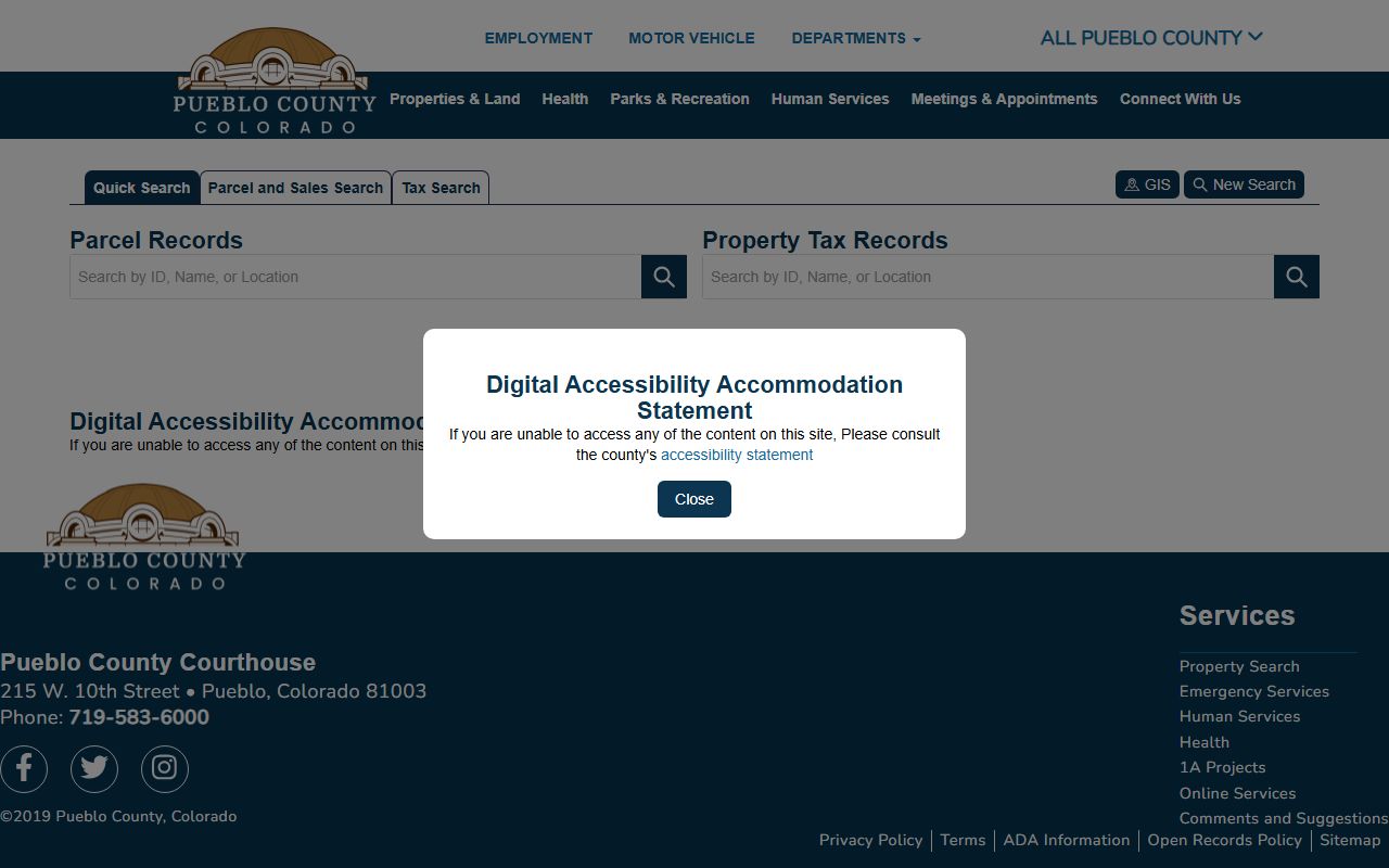 Pueblo County records search online property lookup tool
